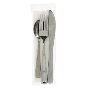 JUEGO CUBIERTOS 3 PIEZAS METALIZADO+SERVILLE C/ 25