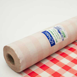 ROLLO MANTEL CELULOSA CUADROS ROJO 1 X 100 MTS.