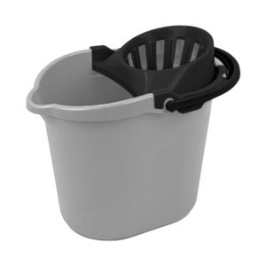 CUBO CON ESCURRIDOR REDONDO MAYA NEGRO GRIS 13 L. CUBO CON ESCURRIDOR REDONDO MAYA NEGRO GRIS 13 L.