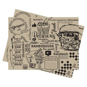 MANTEL 50 GRS KRAFT 30 X 40 C/ 1000U «BURGUER» MANTEL 50 GRS KRAFT 30 X 40 C/ 1000U "BURGUER"