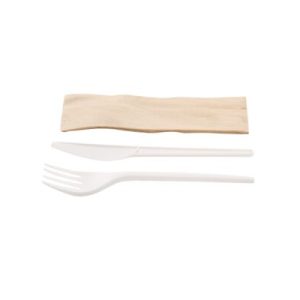 SET MAIZ TENEDOR+CUCHILLO+SERVI KRAFT 500u